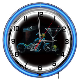 Michael Godard Custom Martini Neon Clock 18", GODNC18-07
